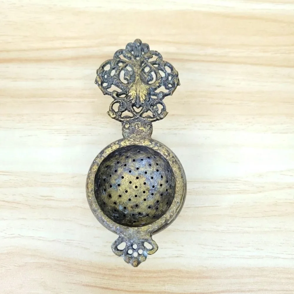 Vintage Brass Tea Strainer Ornate Handle Loose Leaf Infuser – Made in India